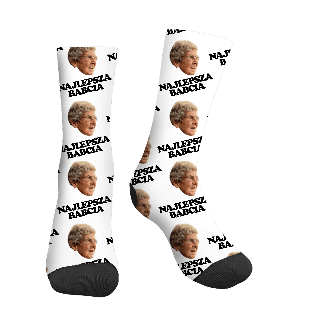 Personalizowane Skarpetki z Twoim zdjęciem - "Najlepsza Babcia" - Mejkmi - Personalizowane Prezenty Dla Twoich Bliskich!