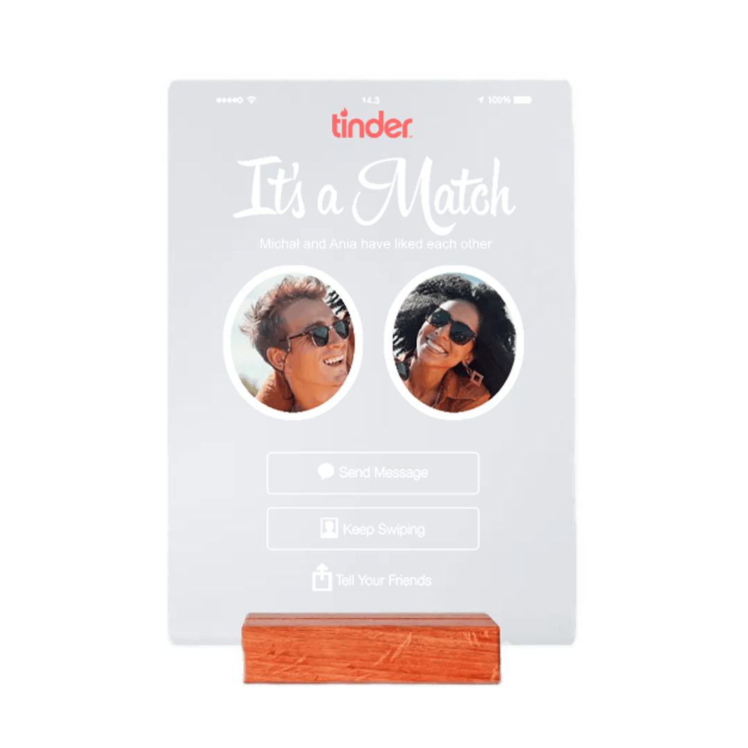 Personalizowane Szkiełko - Tinder It's a Match na prezent - Mejkmi - Personalizowane Prezenty Dla Twoich Bliskich!