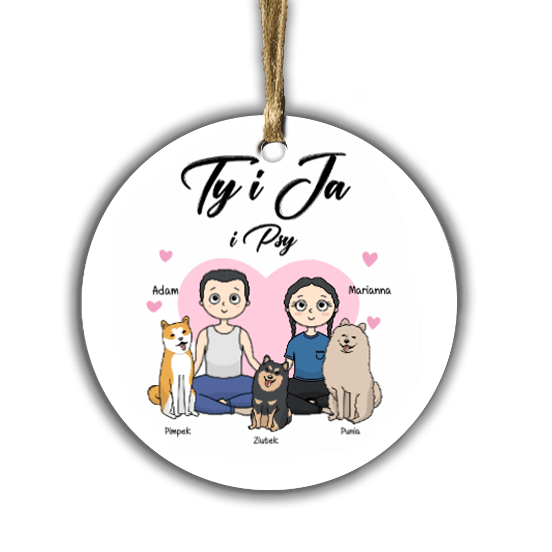 Personalizowana Bombka - Ty i Ja i Pies na świąteczną choinkę - Mejkmi - Personalizowane Prezenty Dla Twoich Bliskich!