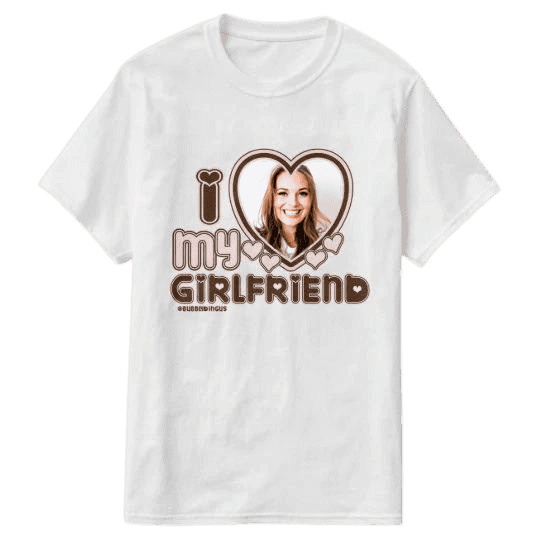 Personalizowana Koszulka I Love My Girlfriend z twoim zdjęciem na Specjalną Okazję - Mejkmi - Personalizowane Prezenty Dla Twoich Bliskich!
