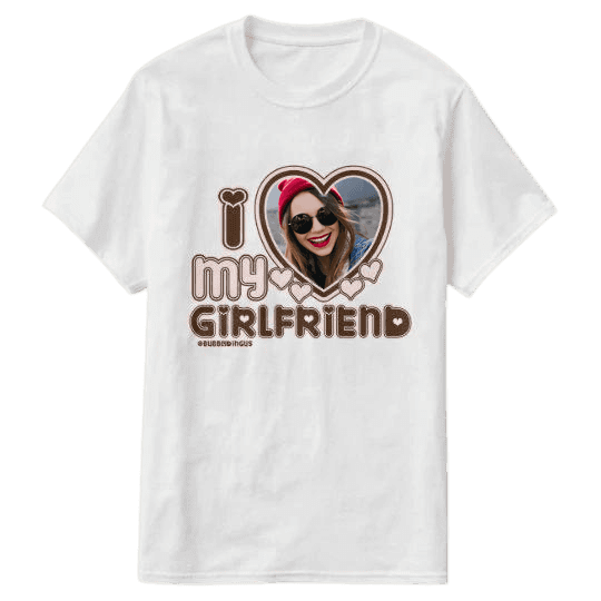 Koszulka I Love My Girlfriend z twoim zdjęciem na Nasz Wyjątkowy Dzień - Mejkmi - Personalizowane Prezenty Dla Twoich Bliskich!