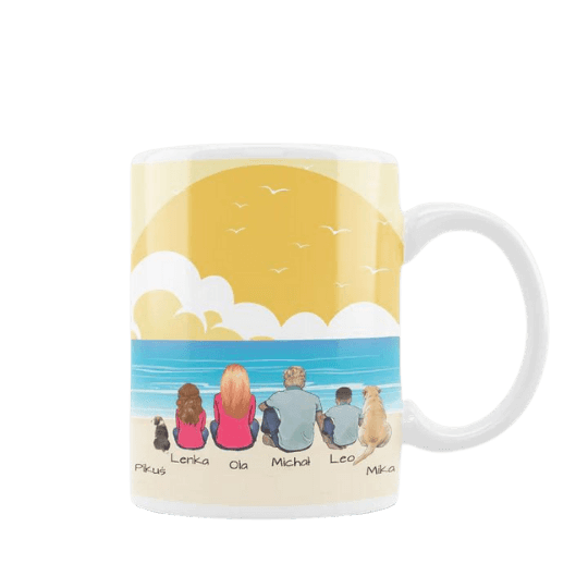 Personalizovaný hrnek - "Vaše rodina na pláži" - Mejkmi - Personalizované dárky pro vaše blízké!